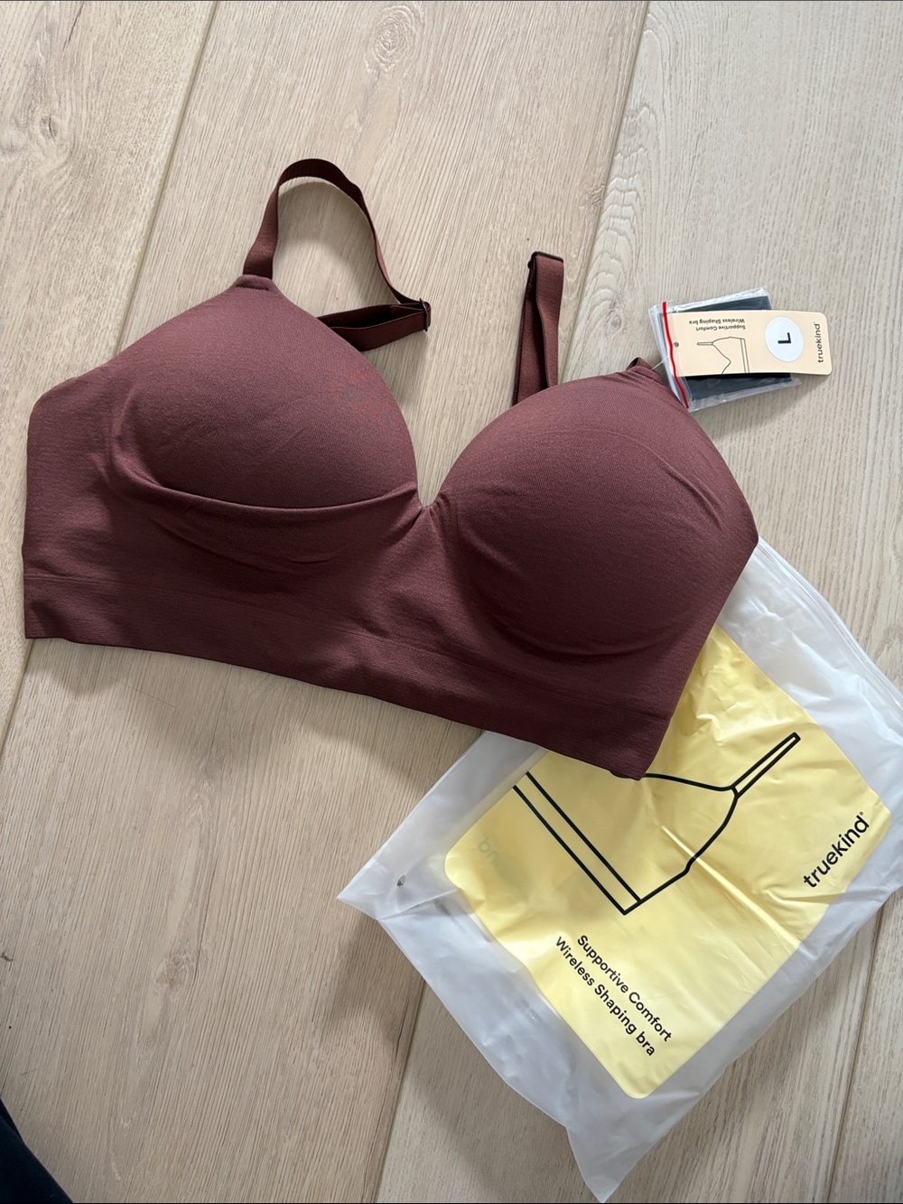 Truekind Supportive Comfort Wireless Shaping Bra Size L Brown
